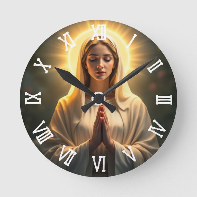 Stigande ärlighet: Virgin Mary Prayer + timing Rund Klocka (Framsida)
