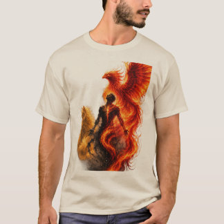 Stigande Fenix Flamma Grafisk Herr T-Shirt
