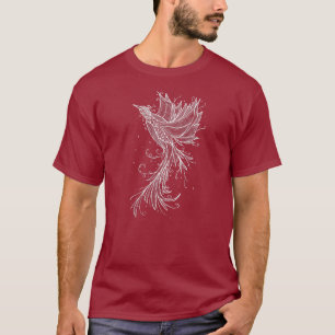 Stigande Fenix vit Linjedesign T-Shirt