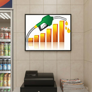 Stigande gaspriser Inflations stapeldiagram Poster