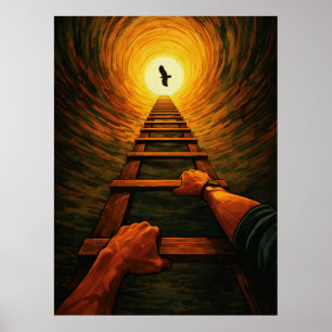 Stigande stege till ljus örn frihet symbolisk poster