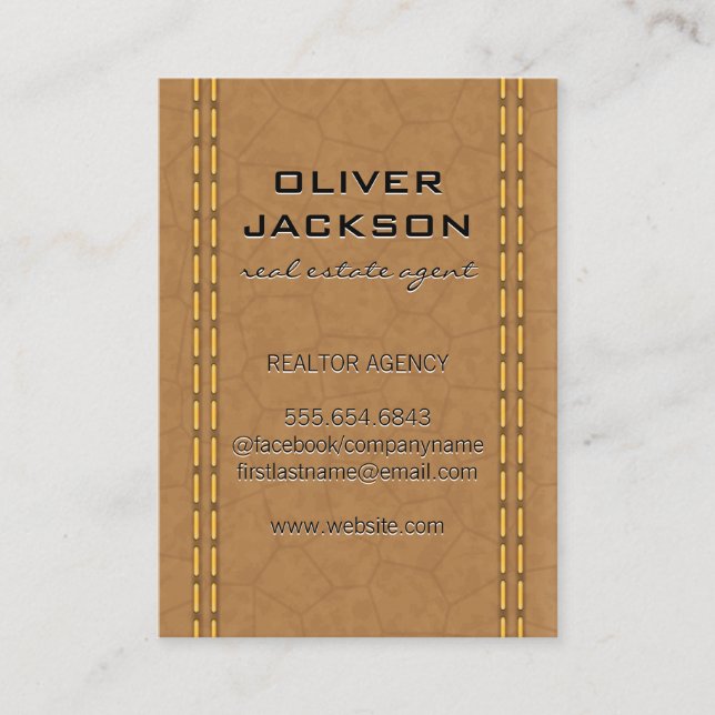 Stigat läder visitkort (Framsida)