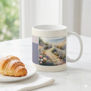 Stigen till havet i lantlig trädgårdsmiljö kaffemugg