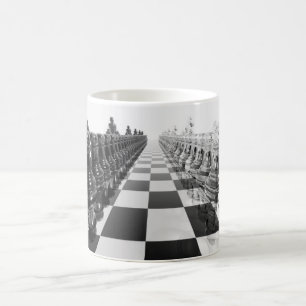 stiger ombord det svartvita schacket 3D Kaffemugg