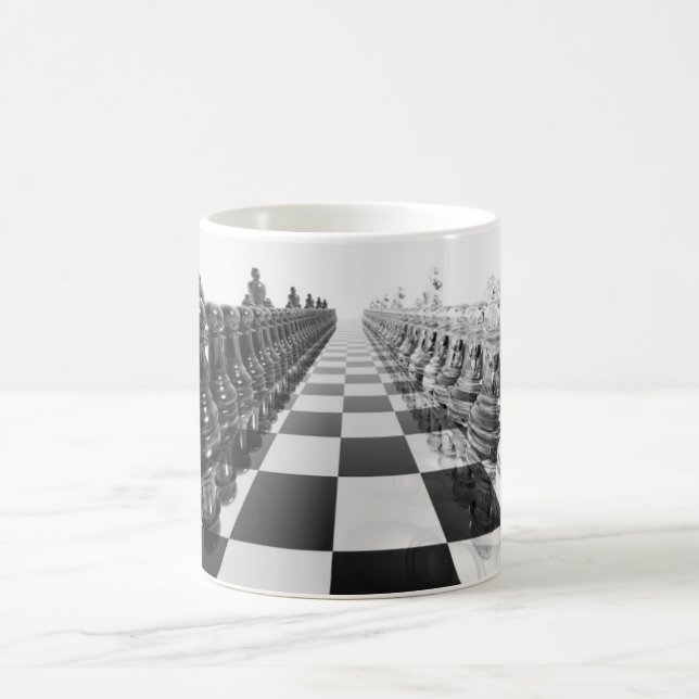 stiger ombord det svartvita schacket 3D Kaffemugg (Center)