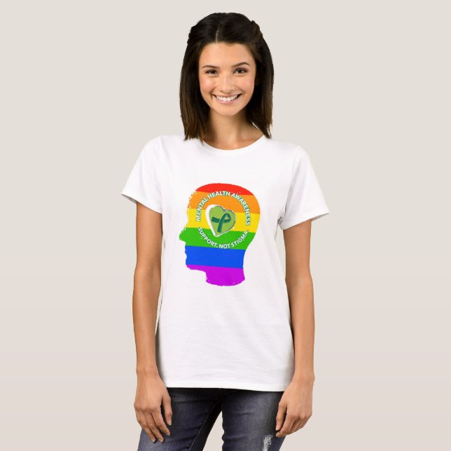 Stigma för service inte - mental hälsamedvetenhet tee shirt (Hel framsida)