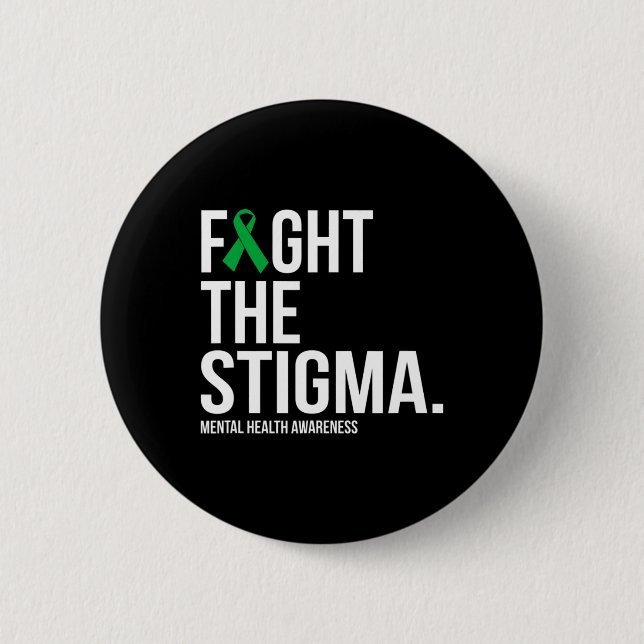 Stigma-Grönten Ribbon Mental Health Knapp (Framsida)
