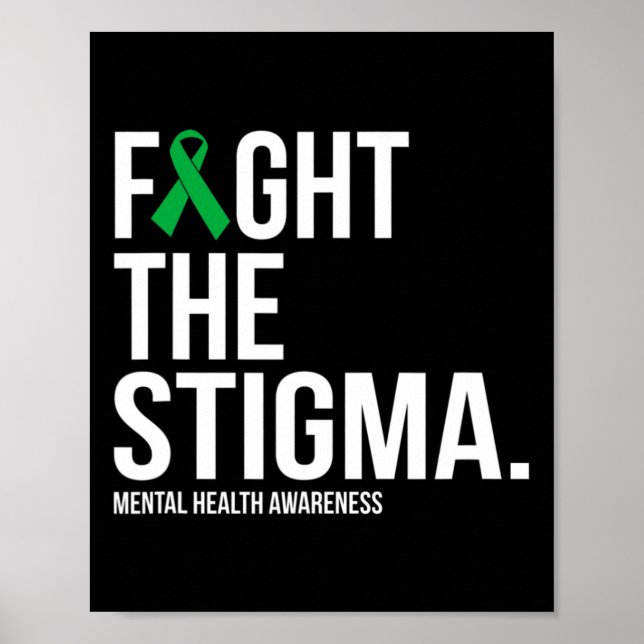 Stigma-Grönten Ribbon Mental Health Poster (Framsidan)