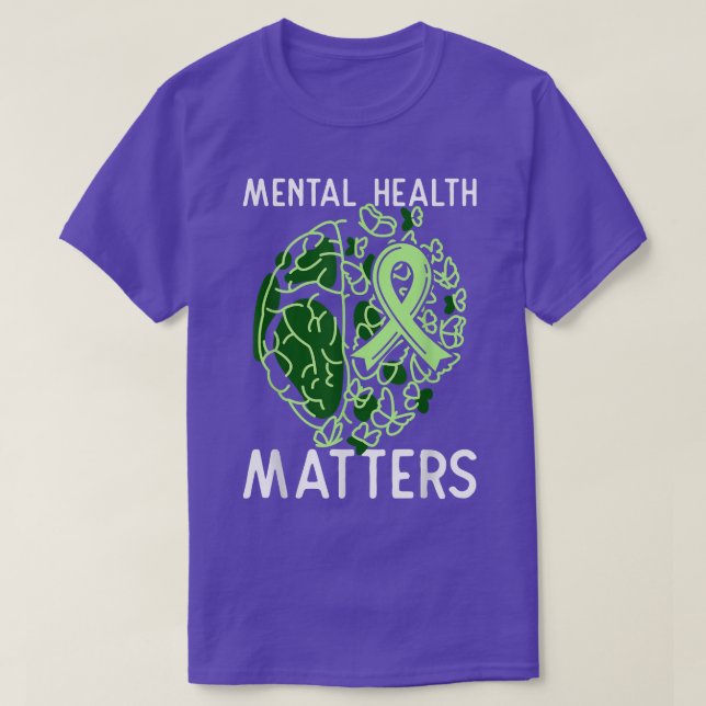 Stigma Mental Health Awareness Support Grönt Ribbo T Shirt (Design framsida)