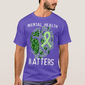 Stigma Mental Health Awareness Support Grönt Ribbo T Shirt