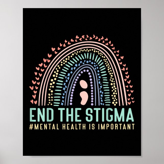 Stigmas psykiska hälsa är viktigt för regnbågen poster (Framsidan)