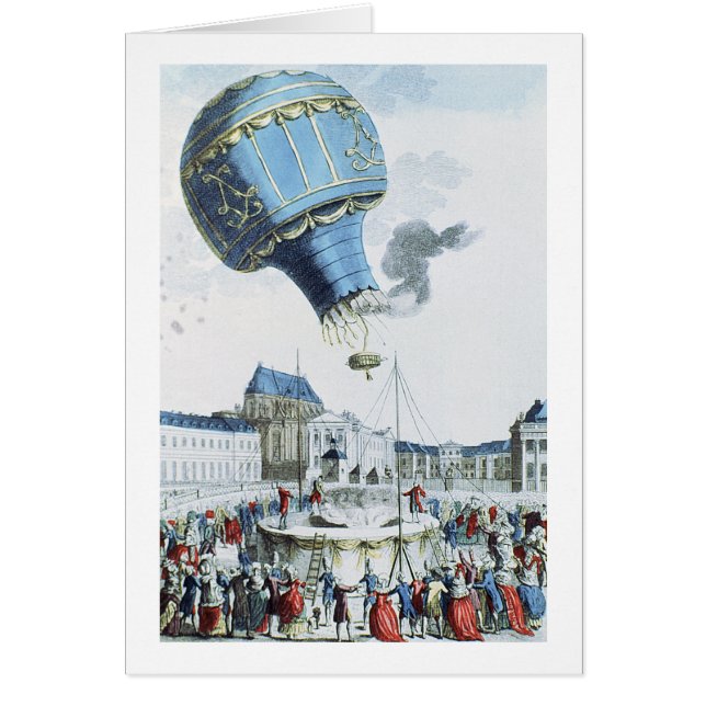 Stigning av den Montgolfier broderluftballongen Hälsningskort (Framsidan)