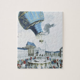 Stigning av den Montgolfier broderluftballongen Pussel