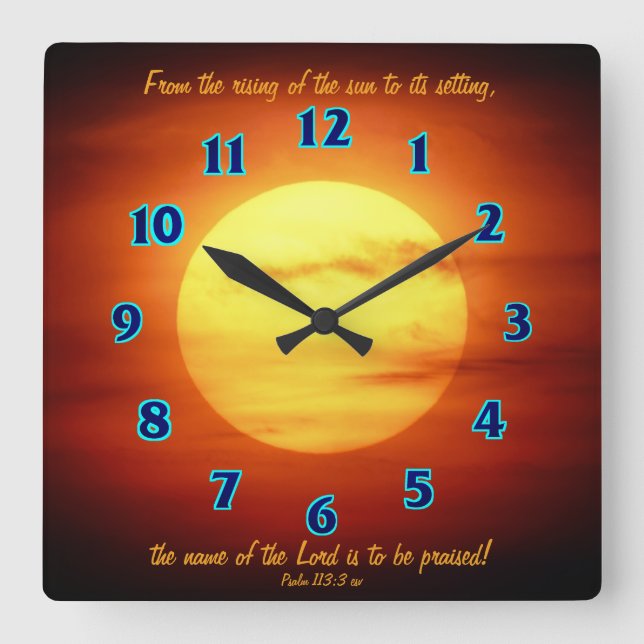 Stigning av Sol-klocka för skriptväggskörning Fyrkantig Klocka (Framsida)