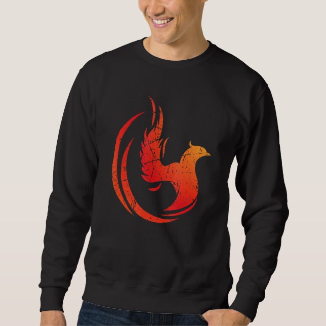Stigning Bird Phoenix Mythical Fantasy Firebird Fl Lång Ärmad Tröja (Framsida)