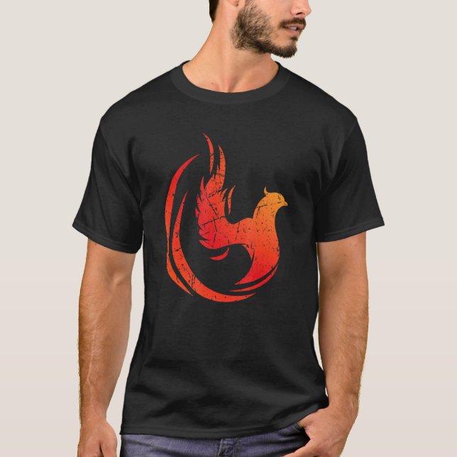Stigning Bird Phoenix Mythical Fantasy Firebird Fl T Shirt (Framsida)