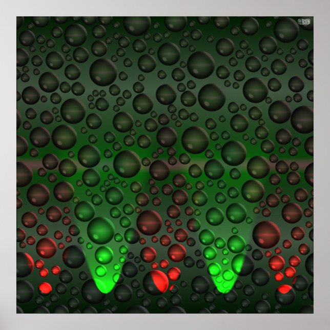 Stigning Bubbles Grönt/Red Poster (Framsidan)