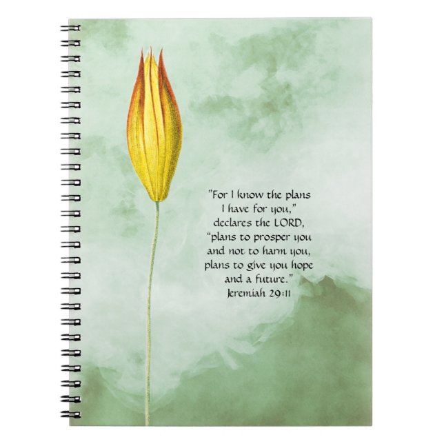 Stigning Flower Bud Journal Jeremiah Scripture Anteckningsbok (Framsidan)