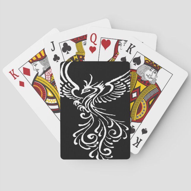 Stigning från Ashes Phoenix White Illustration Casinokort (Baksidan)