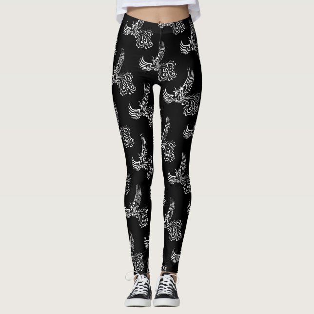 Stigning från Ashes Phoenix White Illustration Leggings (Framsida)