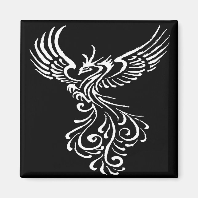 Stigning från Ashes Phoenix White Illustration Magnet (Framsidan)