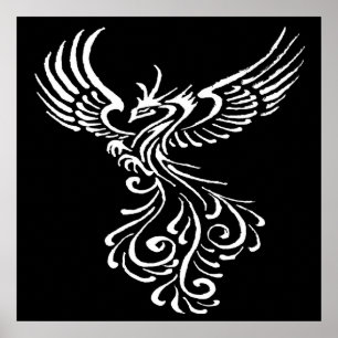 Stigning från Ashes Phoenix White Illustration Poster