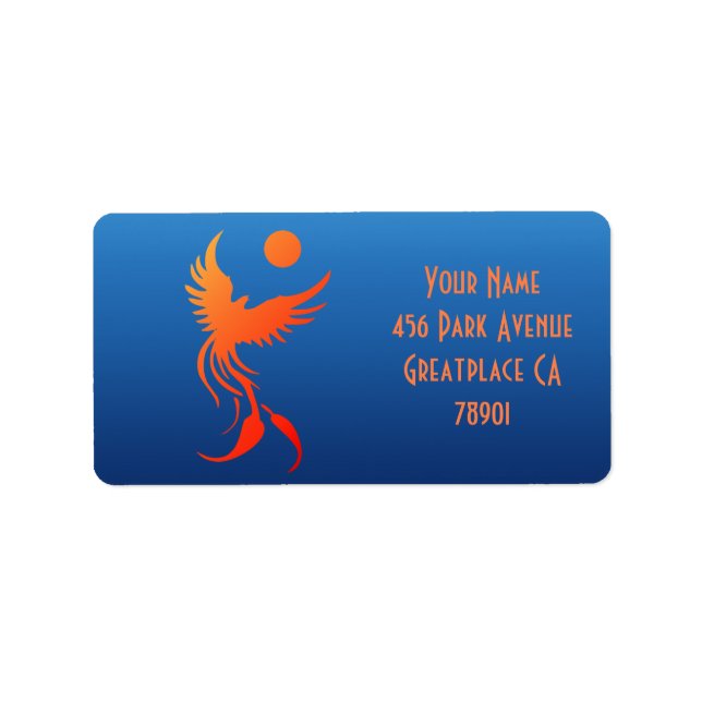 Stigning Phoenix i Flames Adress Lable Adressetikett (Framsidan)