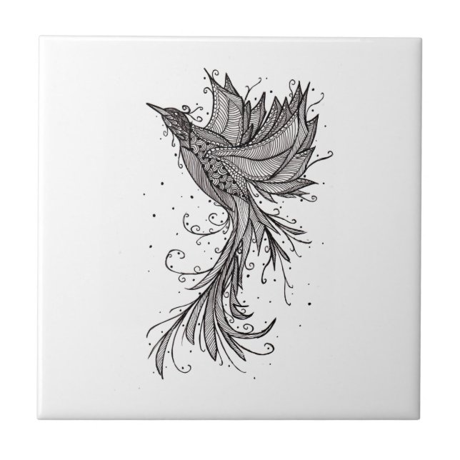 Stigning Phoenix Lineart Ceramic Tile Kakelplatta (Framsidan)