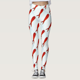 stigning röd fisk leggings