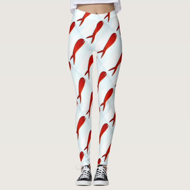 stigning röd fisk leggings (Framsida)