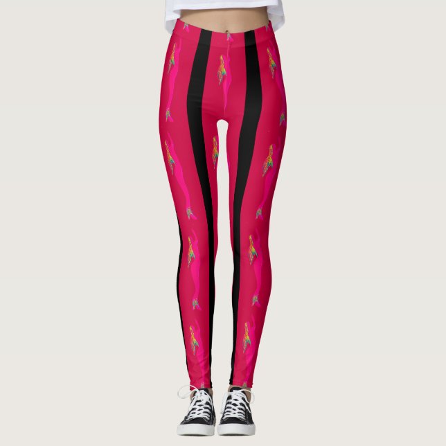 stigning röda/svarta sjöjungfruar för rosa leggings (Framsida)
