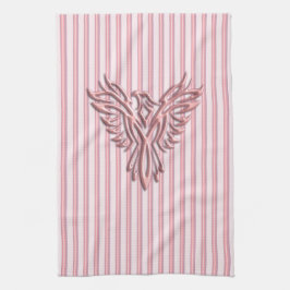 Stigning rosa phoenix med rosa band kökshandduk