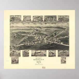 Stigning Sol Maryland 1907 Antique Panoramic Karta Poster