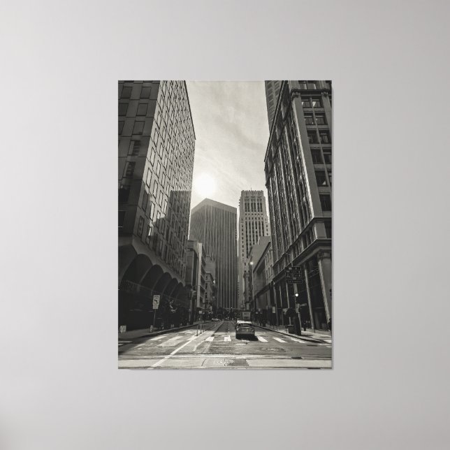 Stigning Sol över staden Canvastryck (Framsida)