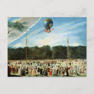 Stigningen av den Montgolfier ballongen på Vykort