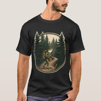 Stigvandrare Grodfiskare Retro Utomhusmärke T Shirt