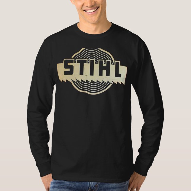 Stihl Chainsaw Mens Neck Top Sports Cotton Round T Shirt (Framsida)