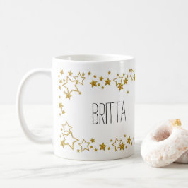 Stijlvolle mok met eigen naam en sterren kaffemugg