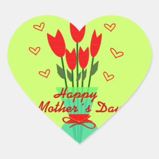 Stiker Heart to Mothers Day Hjärtformat Klistermärke