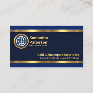 Stiking Blue Lagrar Faux Guld Linjer Internationel Visitkort