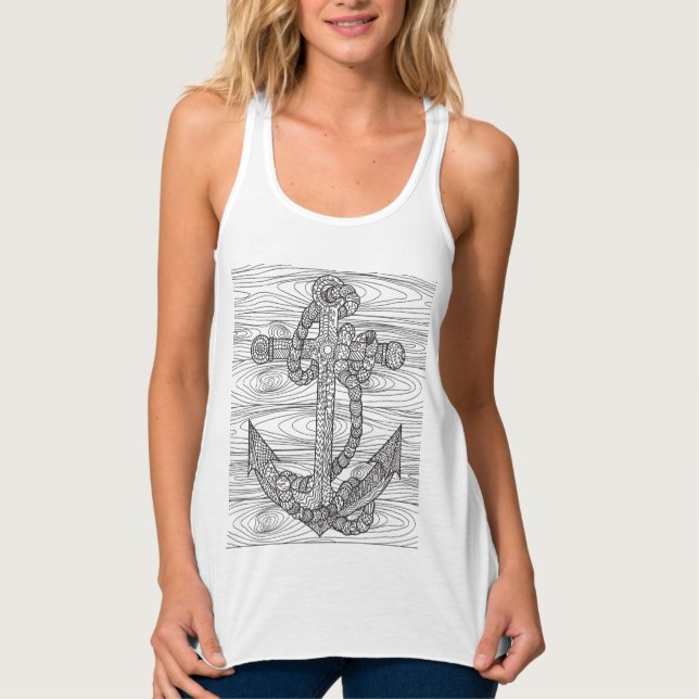 Stil ankrar och Rope Linne Med Racerback (Framsida)