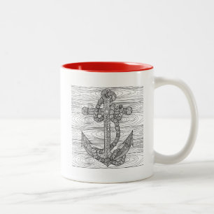 Stil ankrar och Rope Två-Tonad Mugg