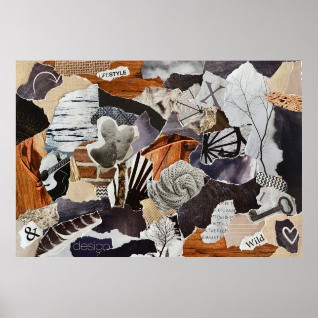 stil Atmosphere färg grått, brun, svart och svart Poster (Framsidan)