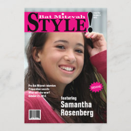 Stil! Bat mitzvah tidskriftinbjudan i rosor Inbjudningar