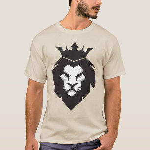 Stil Black and White Kung Lejon med Krona T-Shirt