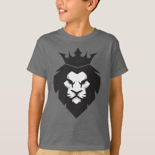 Stil Black and White Kung Lejon med Krona T-Shirt