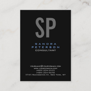 Stil Black Blue Grått Monogram Modern Professionel Visitkort