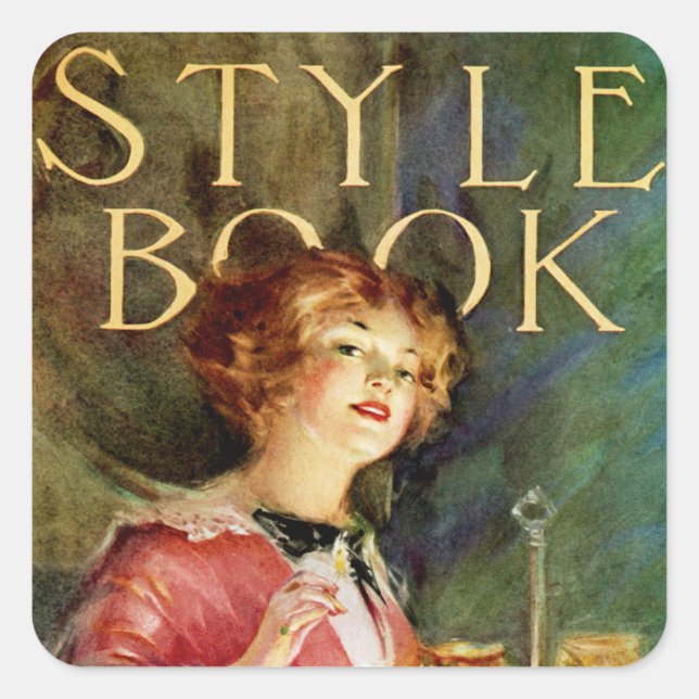 Stil Bok Fyrkantigt Klistermärke (Framsida)