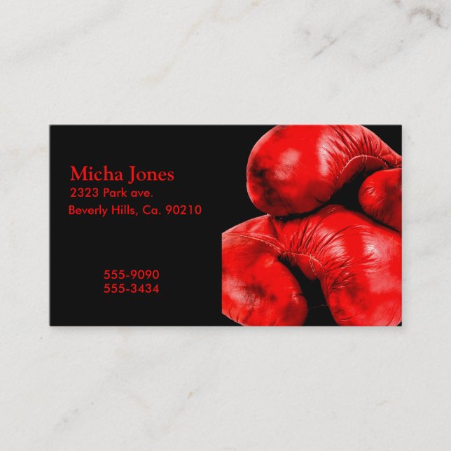 Stil för Grunge för boxninghandskeboxare Visitkort (Framsida)