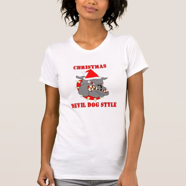 Stil för hund för marinkorpraljuldjävulen tee shirt (Framsida)